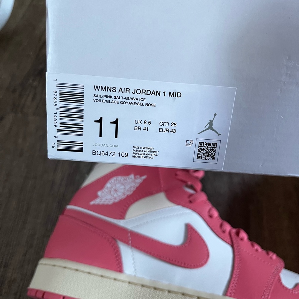 Jordan Women's Pink and Cream High-Top Sneakers - Picture 5 of 5